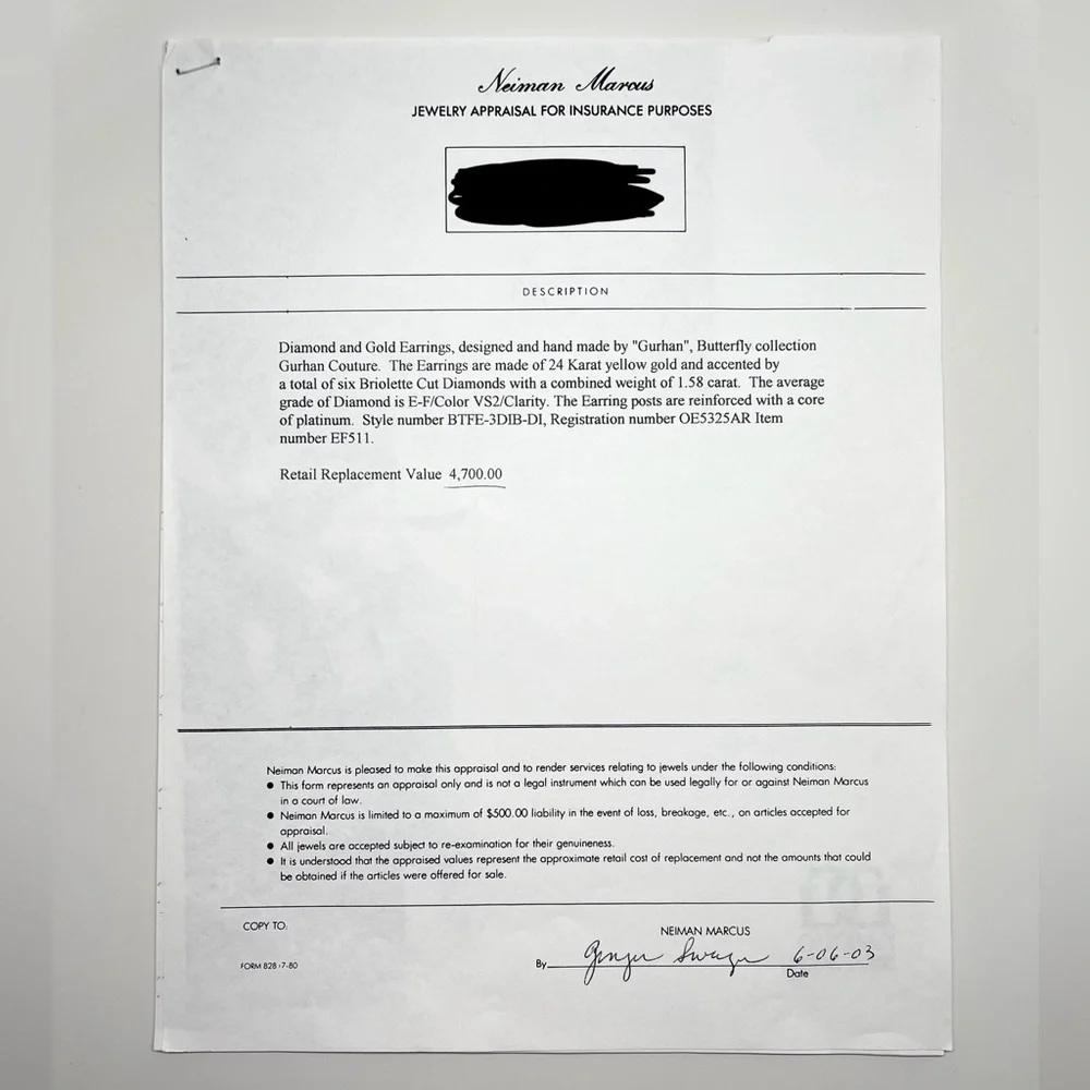 24K Yellow Gold and Diamond Earrings Designed and Hand Made by Gurhan Couture - Picture 9 of 11